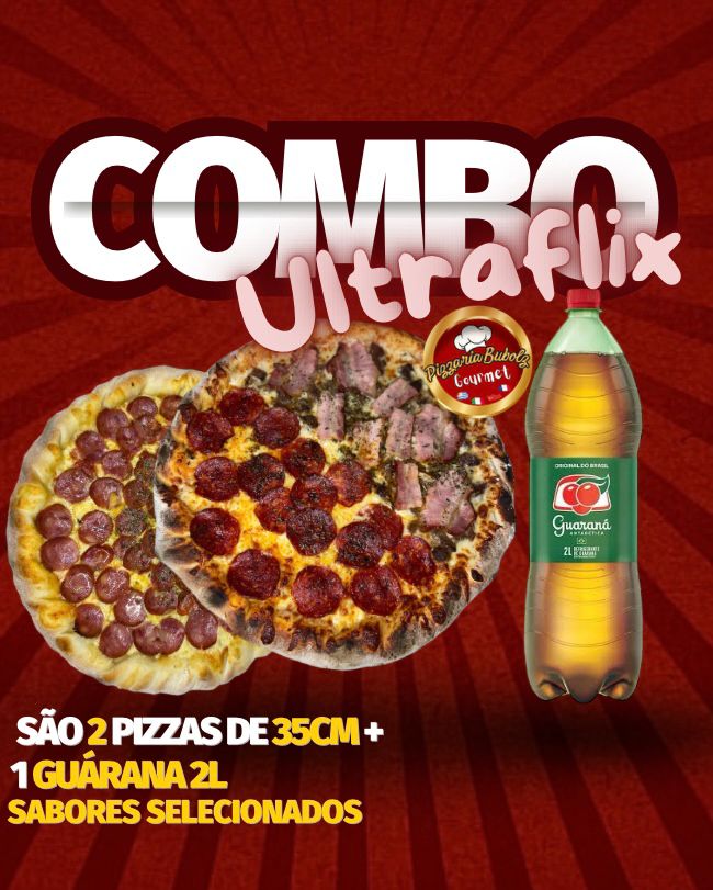 Combo Ultraflix pra família (Leve 2 pizzas G+ 1 refri grátis)